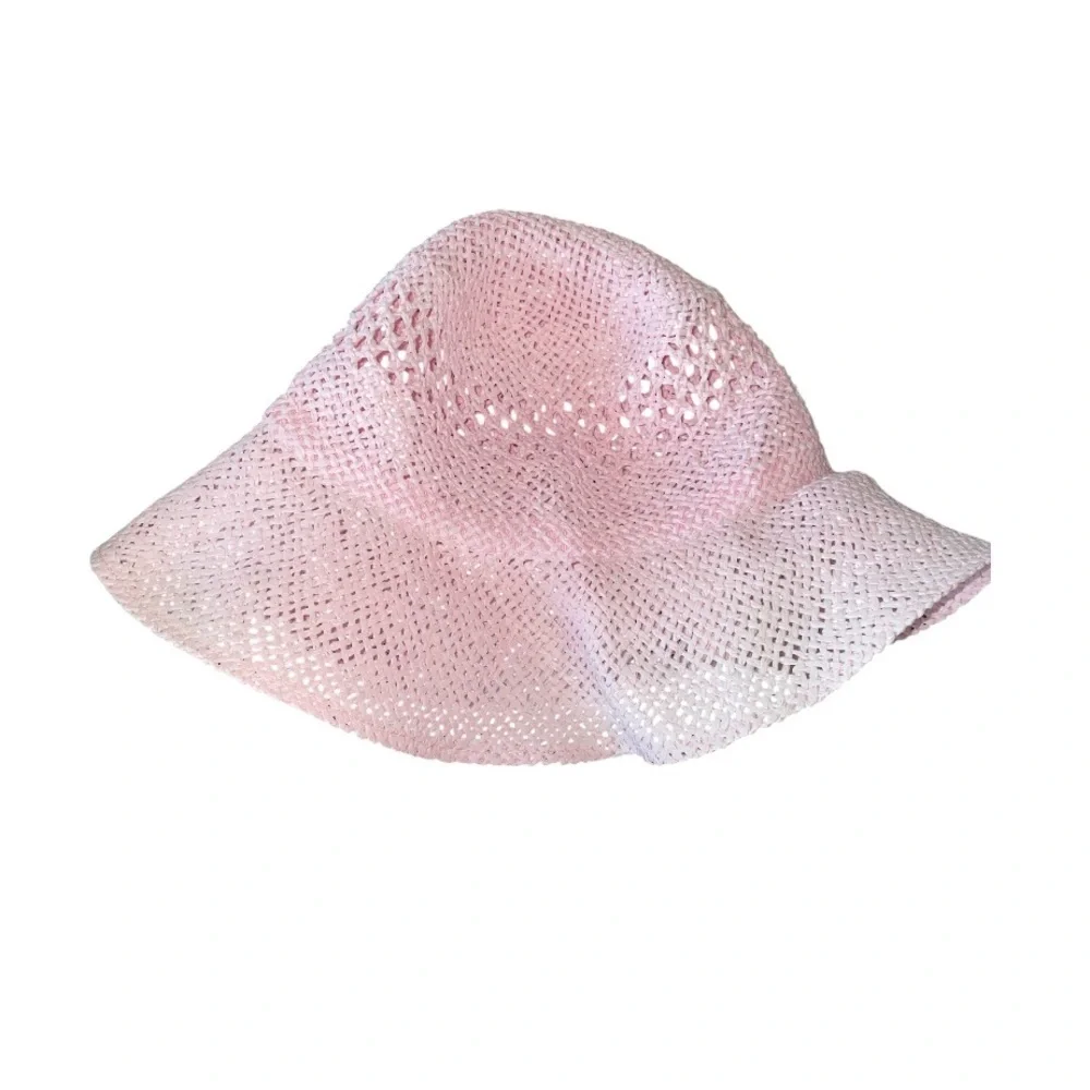 Janie and Jack pink crocheted straw sun hat